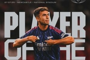 6500万欧强援！祖比门迪当选对阵纽卡一役阿森纳队内最佳球员